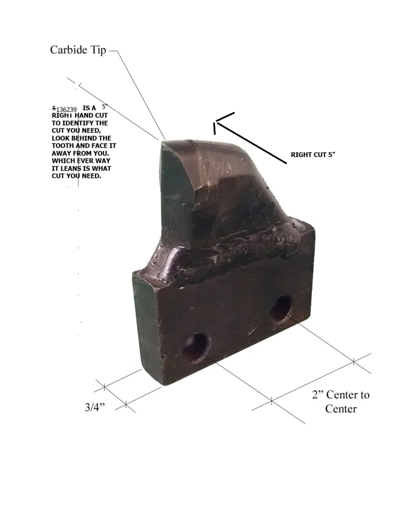 #136239 RIGHT 5" CUT CARBIDE DIGGING TOOTH